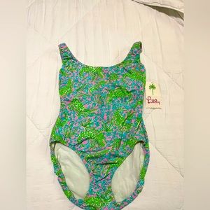 Lilly Pulitzer Swimsuit One Piece in Hot Pink See You Later, NWT Size 12